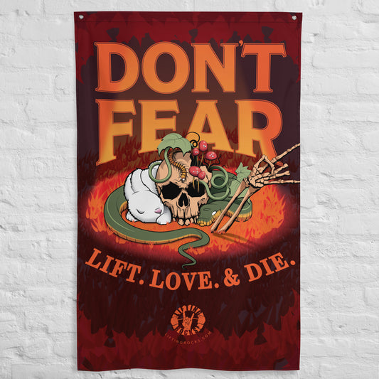 New and updated "Don't Fear" 3'x5' Tall Bad Ass Gym Flag.