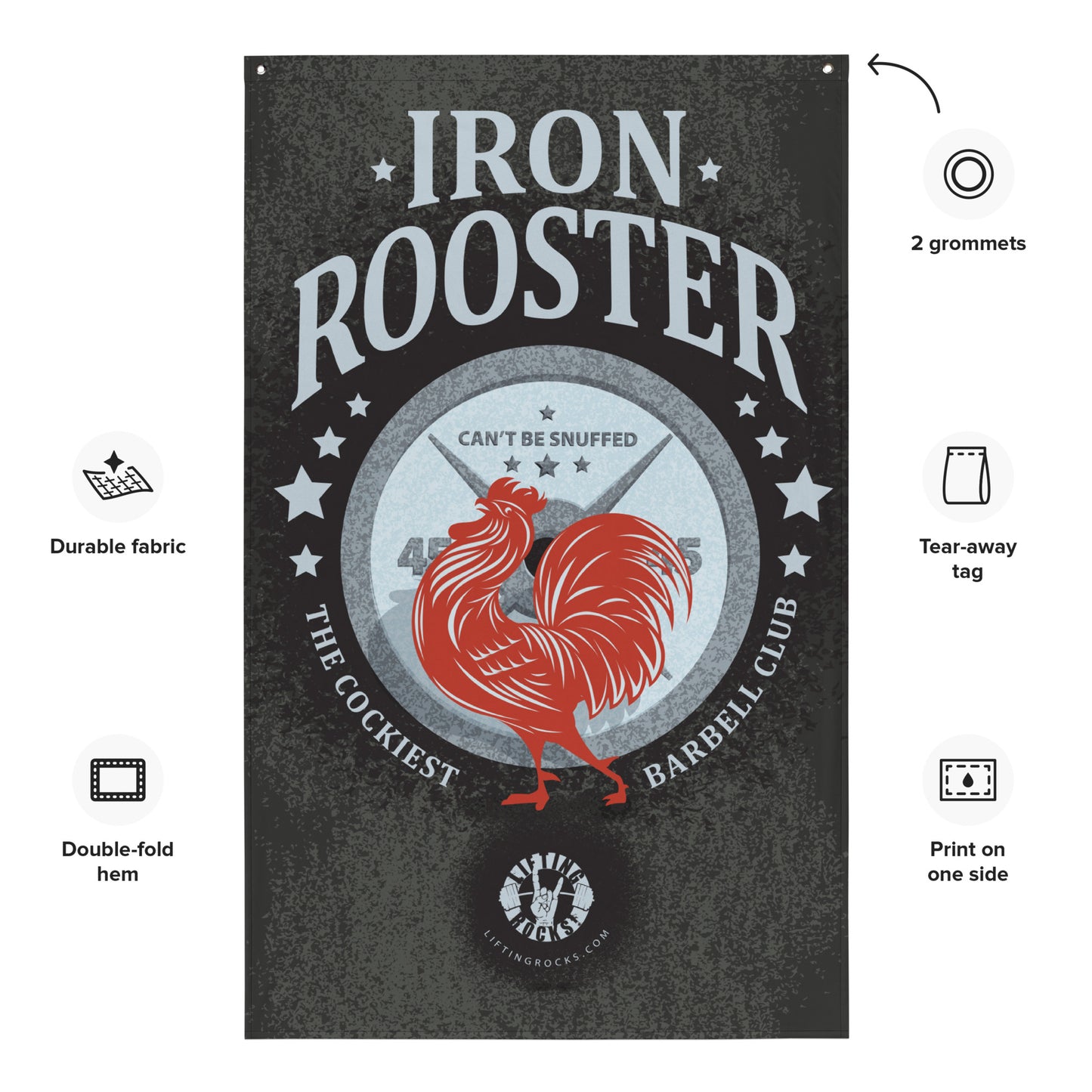 New and updated "Iron Rooster" 3'x5' tall Gym Flag
