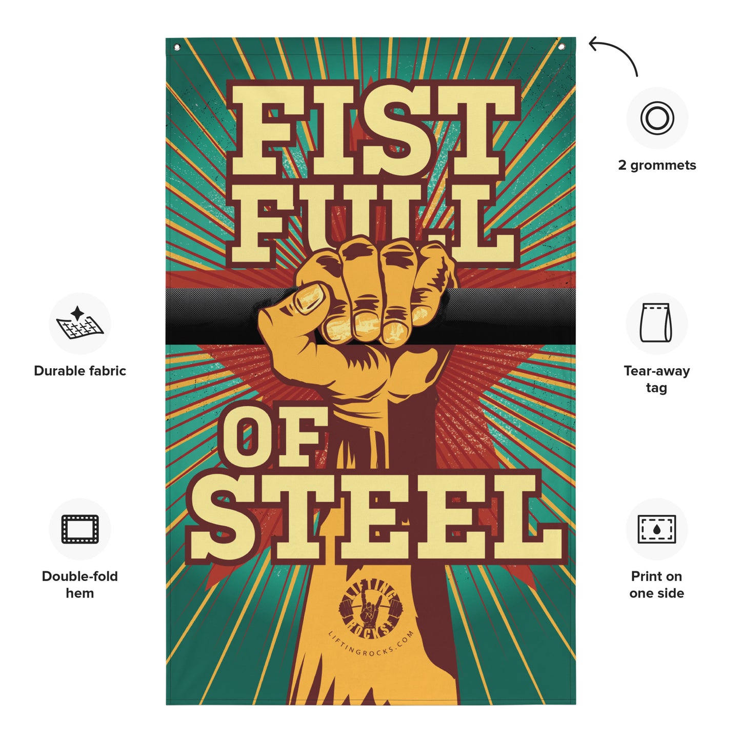 New and Updated "Fist Full of Steel" 3'x5' Gym Flag